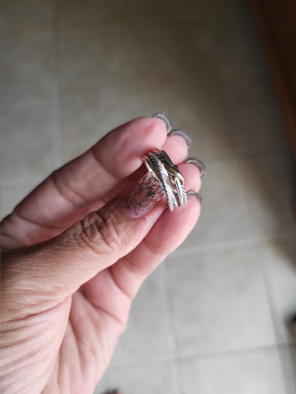 David Yurman Two-Tone X Crossover Band Ring Yellow Gold & Sterling Silver. #225k - Picture 5 of 12